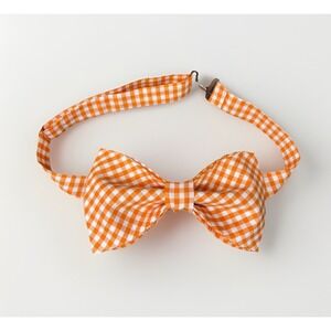 NEW Custom Mens Gingham Bow Tie Pre-tied Adjustable Gift Orange/White Check